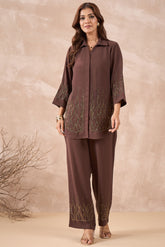 Brown Embellished Co-Ord Set
