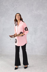 Pink Floral Embellished Shirt