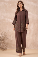Brown Embellished Co-Ord Set