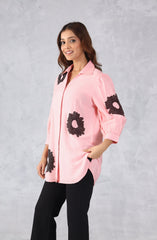 Pink Floral Embellished Shirt