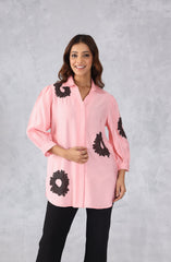 Pink Floral Embellished Shirt