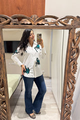 White Sequin Abstract Shirt