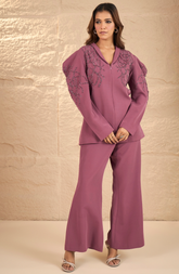 Blush Pink Puff Style Embellished Co-Ord