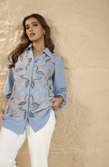 Sky Blue Embroidered Shirt