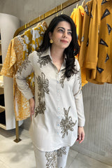 Graceful Beige Embellished Co-ord Set