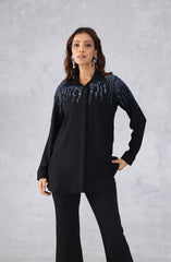Black Midnight Spark Embellished Shirt