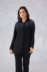 Black Midnight Spark Embellished Shirt