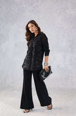 Black Abstract Embellished Shirt