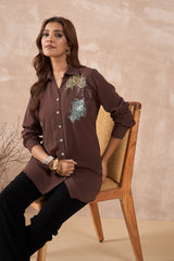 Brown Multicolour Sequin Shirt