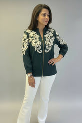 Bottle Green Jacket with Rexin Embroidery