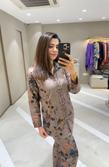 Woolen Beige Printed Co-Ord Set