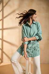 Sea Green Embroidered Shirt