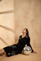 Galaxy Glow Black Embellished Dress