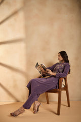 Sunset Purple Glow Embellished Kurta Set