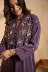 Sunset Purple Glow Embellished Kurta Set