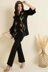 Black Embroidered Shirt