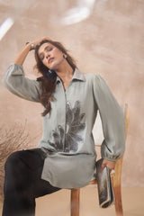 Grey Floral Embellished Shirt