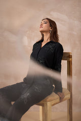 Black Floral Embellished Co-Ord Set