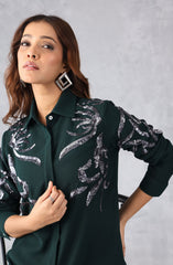 Dark Green Sequin Shirt