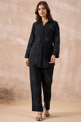 Black Floral Embellished Co-Ord Set