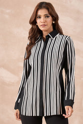 Black and White Formal Striped Shirt