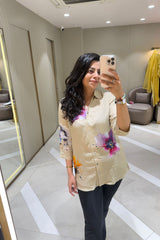 Beige Floral Printed Shirt