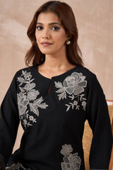 Black and Silver Embroidered Co-Ord Set