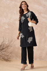 Black and Silver Embroidered Co-Ord Set