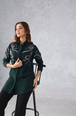 Dark Green Sequin Shirt