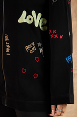 Formal Black Jacket with Funky Motif