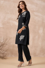 Black and Silver Embroidered Co-Ord Set