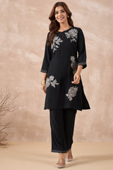 Black and Silver Embroidered Co-Ord Set