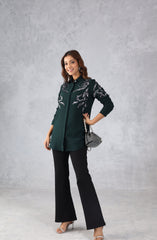 Dark Green Sequin Shirt