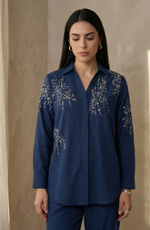 Navy Blue Embellished Co-Ord Set