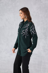 Dark Green Sequin Shirt