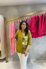 Digital Printed Mustard Cotton Shirt