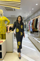 Black Sunflower Embroidered Co-ord Set