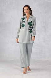 Pastel Grey Zipper Style Co-Ord Set