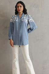 Embroidered Ice Blue Shirt