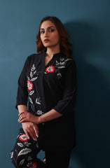 Black Embroidered Co-ord Set