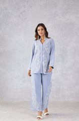 Azure Sky Blue Embroidered Co-Ord Set