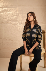 Midnight Black and Gold Embellished Shirt