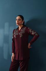 Wine Embellished Co-ord Set