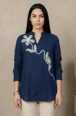 Navy Blue Embellished Top