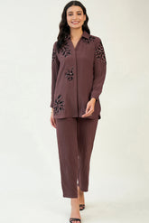 Black and Brown Embellished Co-ord Set
