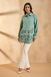 Sea Green Embroidered Shirt