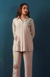 Linen Embroidered Co-ord Set