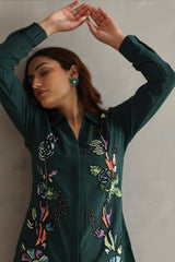 Green Floral Embellished Shirt