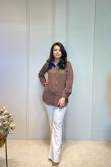 Sequin-Embellished Mocha Shirt