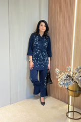 Blue Embellished Knot-Style Co-ord Set